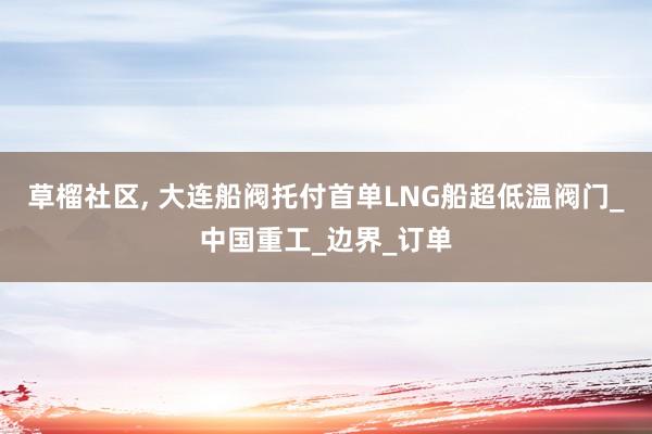 草榴社区， 大连船阀托付首单LNG船超低温阀门_中国重工_边界_订单