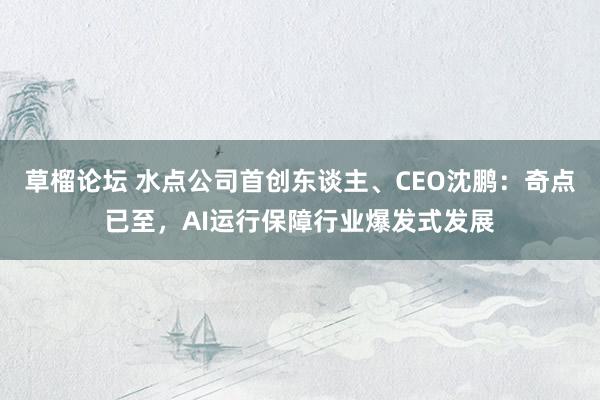 草榴论坛 水点公司首创东谈主、CEO沈鹏：奇点已至，AI运行保障行业爆发式发展